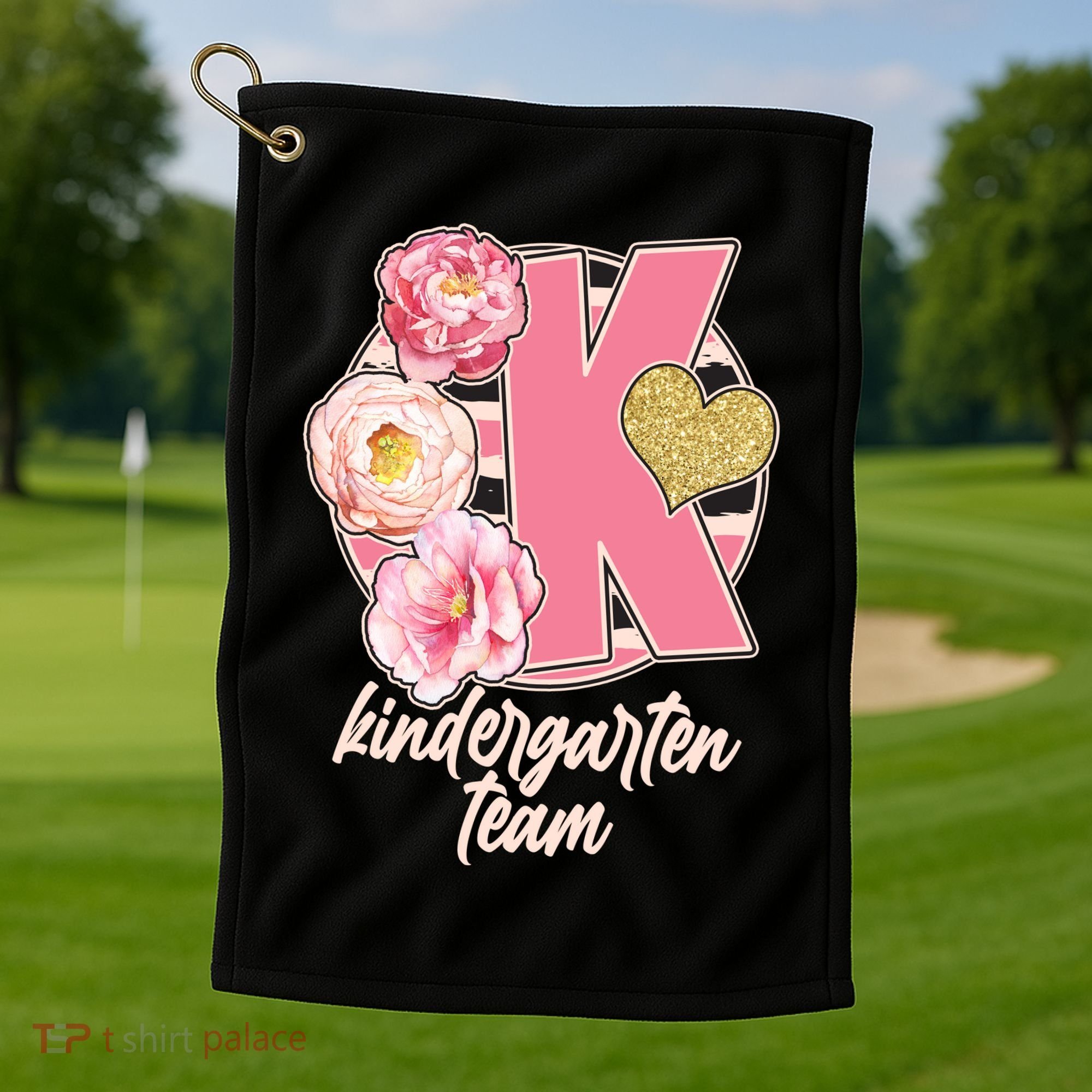 Cute Floral Glam Kindergarten Team Golf Towel
