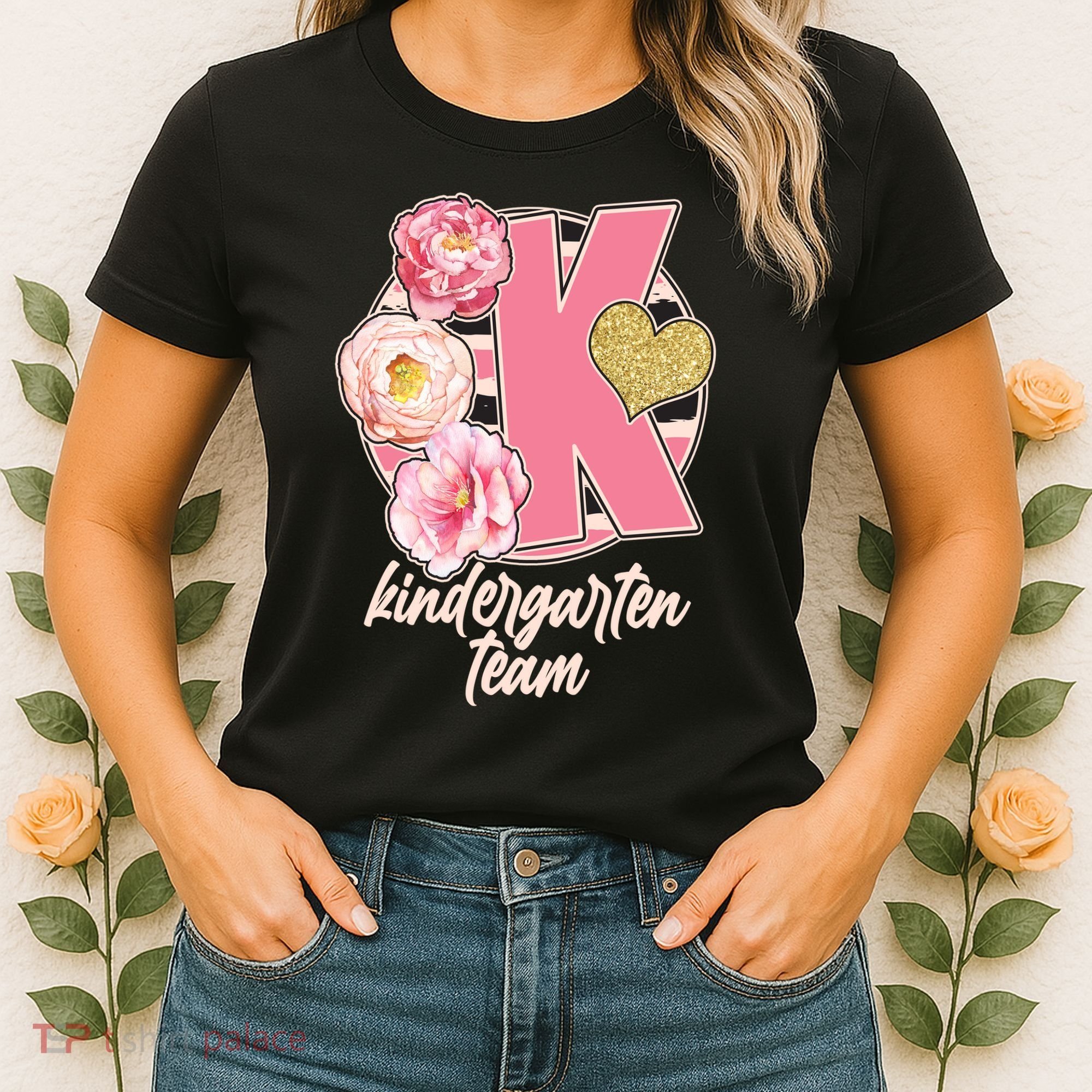 Cute Floral Glam Kindergarten Team Women's T-Shirt