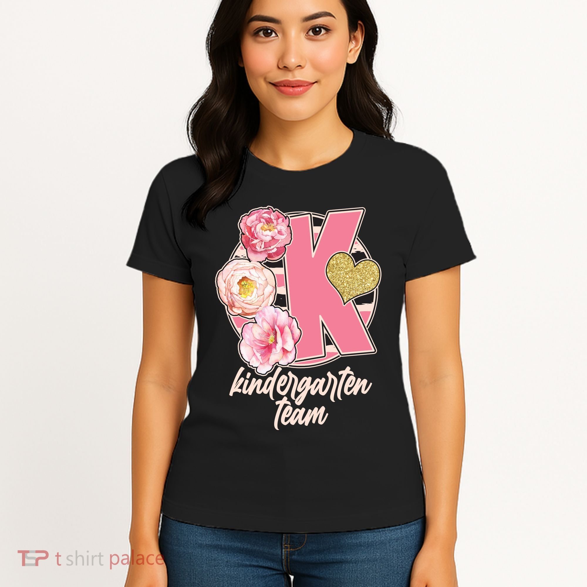 Cute Floral Glam Kindergarten Team Women's T-Shirt