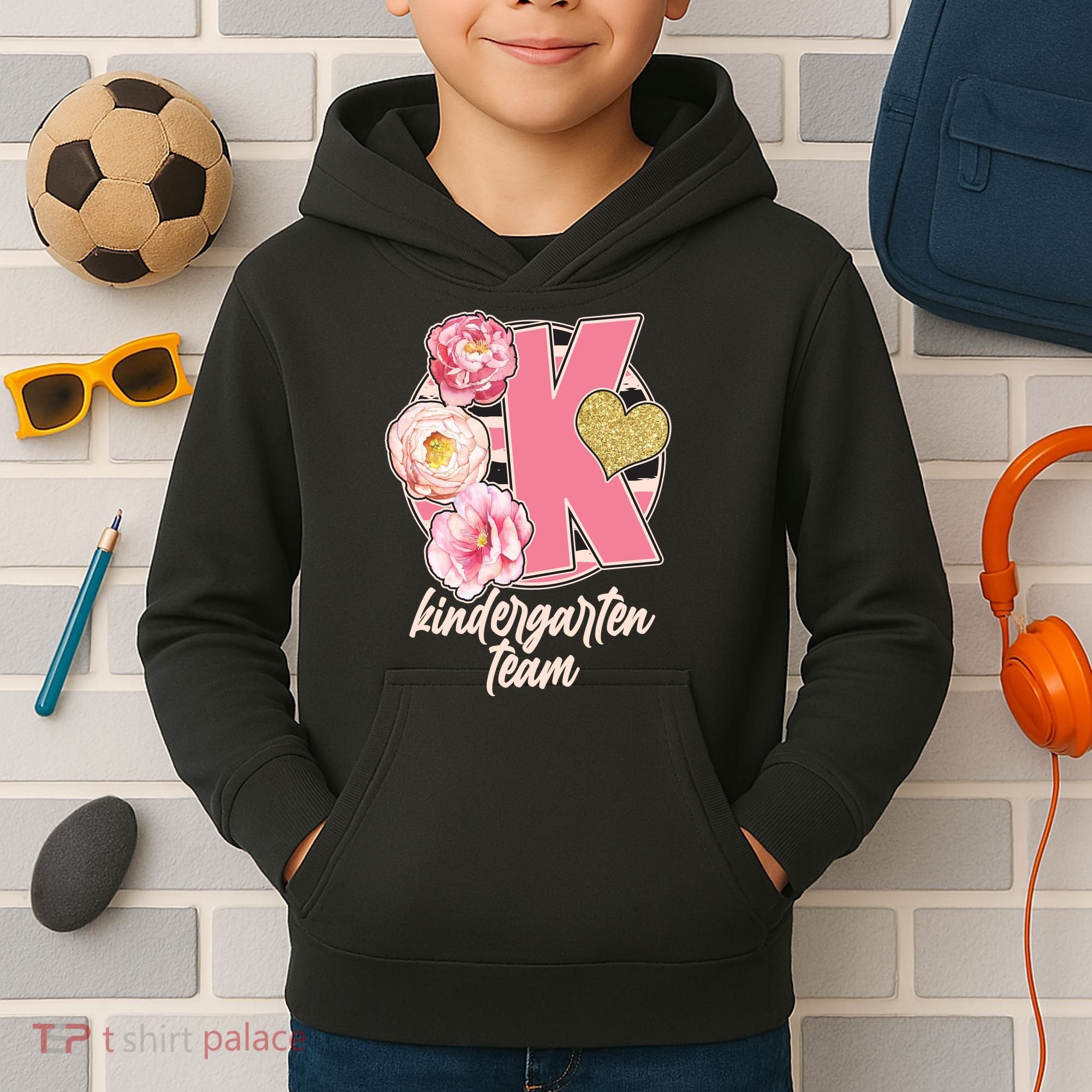 Cute Floral Glam Kindergarten Team Kids Hoodie