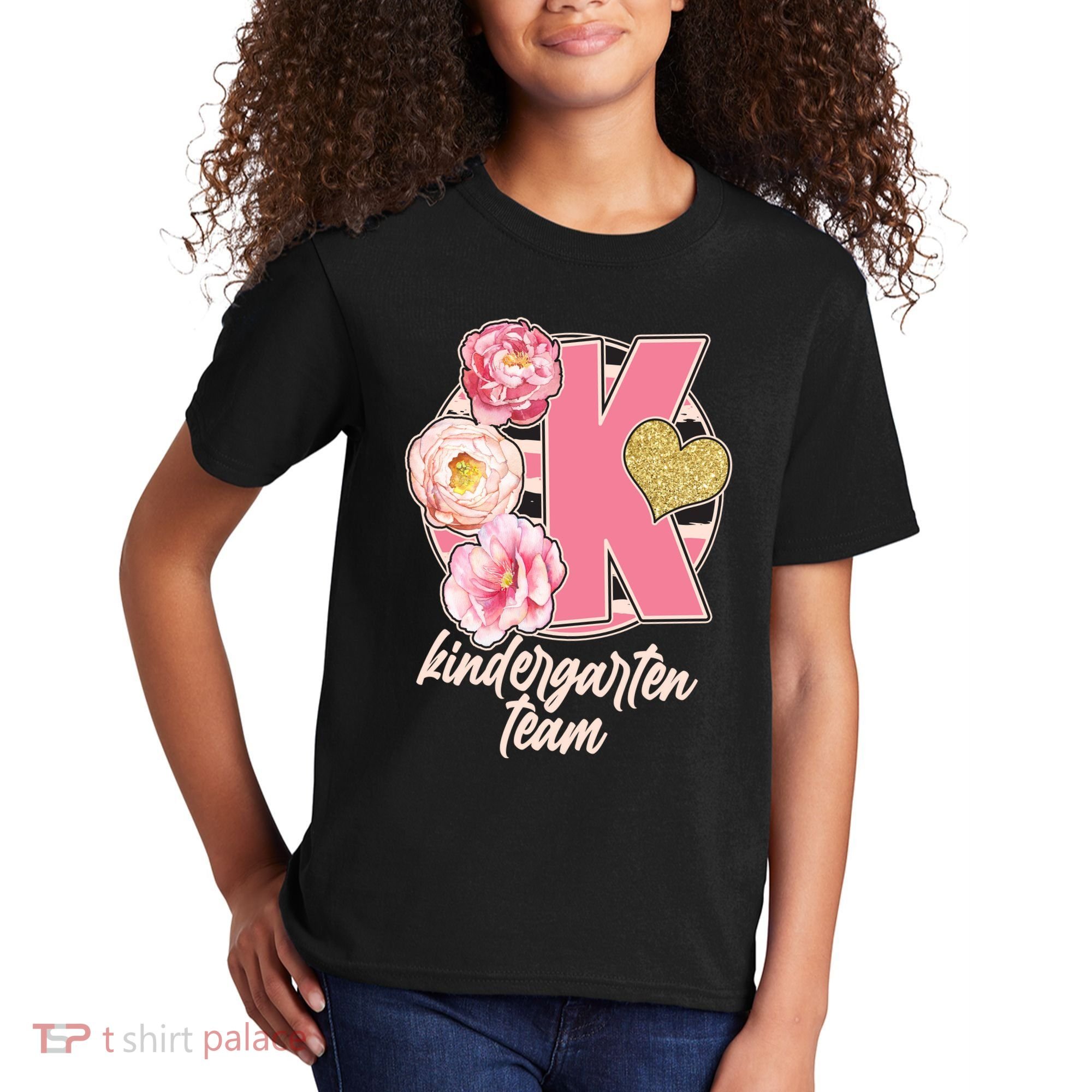 Cute Floral Glam Kindergarten Team Kids T-Shirt