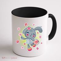 Cute Flower Easter Bunny Coffee Mug thumb 1