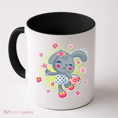 Cute Flower Easter Bunny Coffee Mug