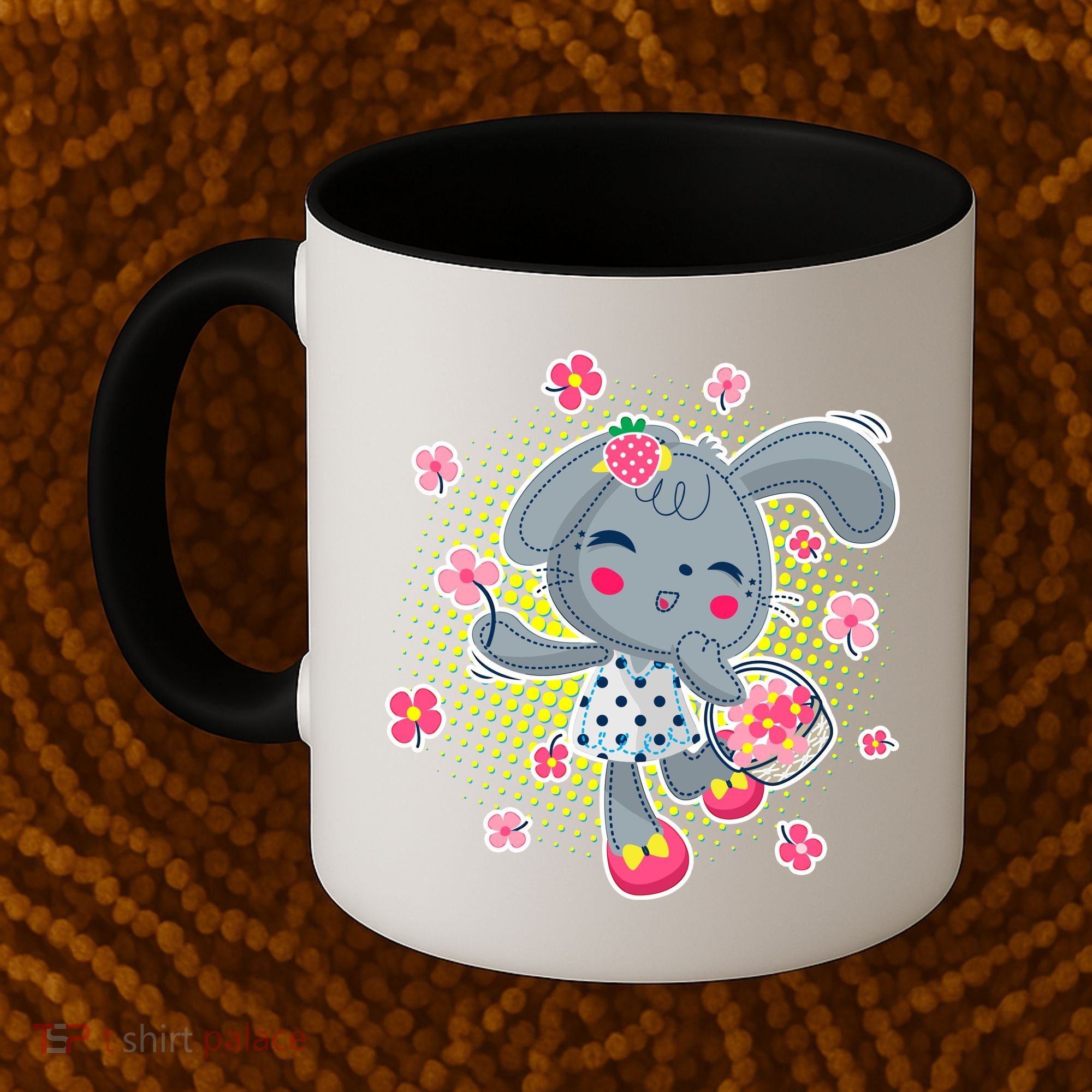 Cute Flower Easter Bunny Coffee Mug