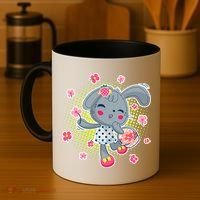 Cute Flower Easter Bunny Coffee Mug thumb 4