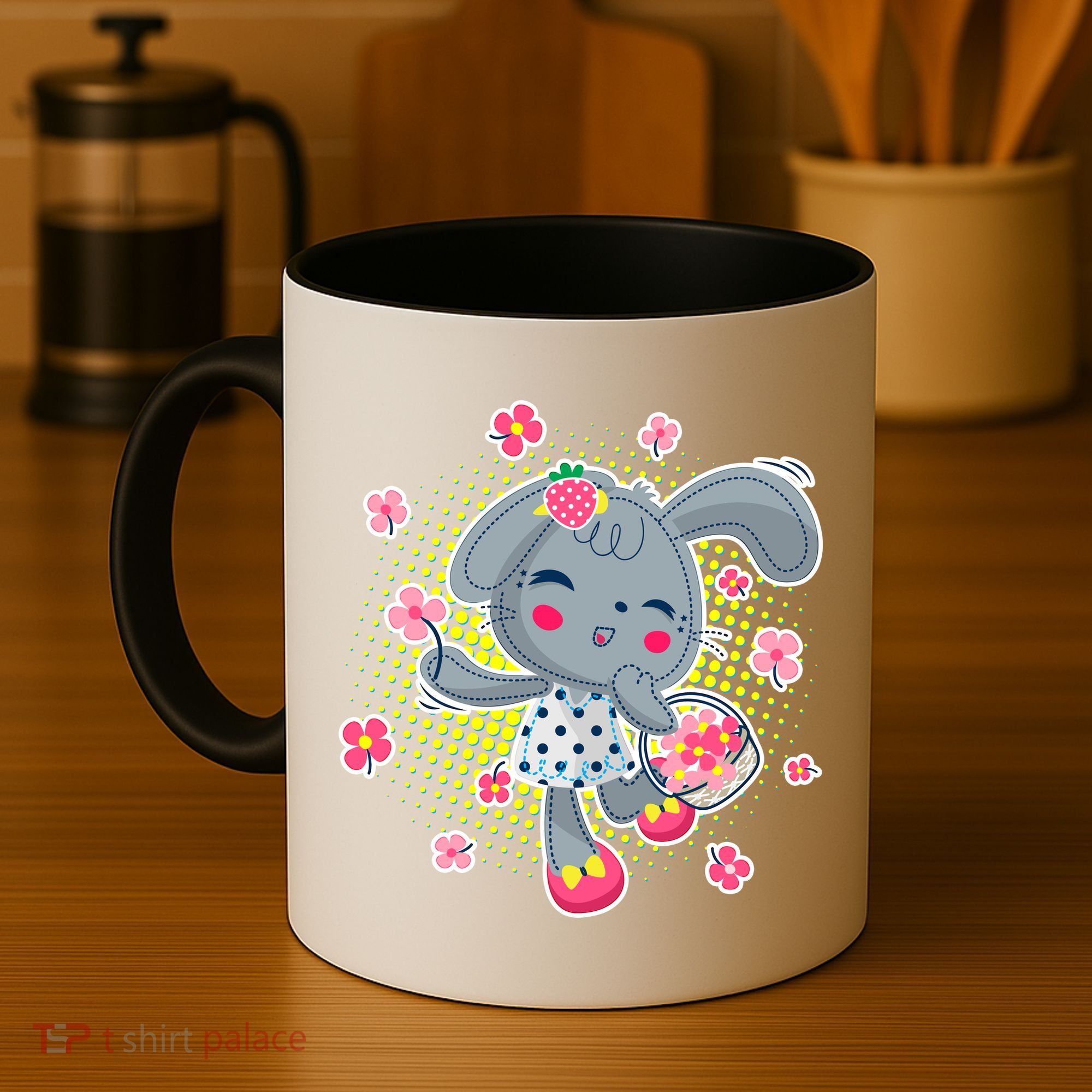 Cute Flower Easter Bunny Coffee Mug