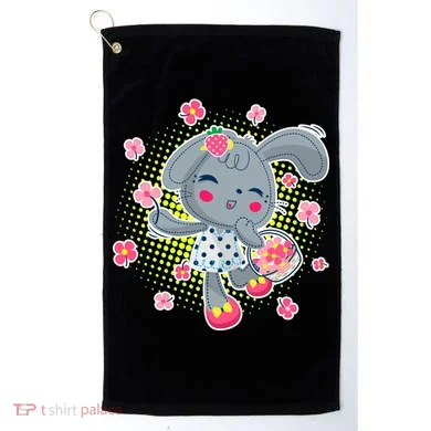 Cute Flower Easter Bunny Golf Towel