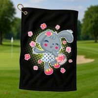 Cute Flower Easter Bunny Golf Towel thumb 1