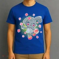 Cute Flower Easter Bunny T-Shirt thumb 3