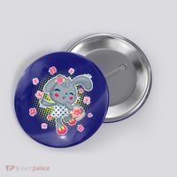 Cute Flower Easter Bunny Button thumb 0