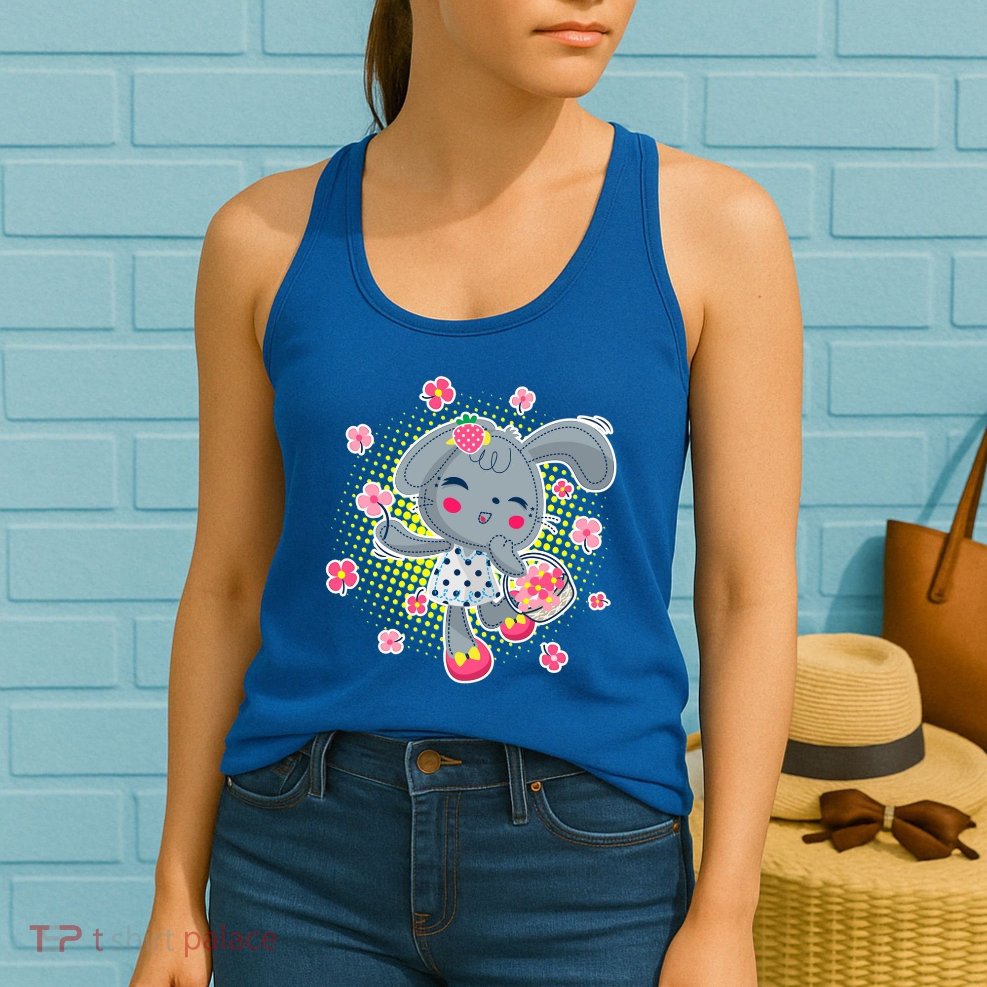 Cute Flower Easter Bunny Women's Tank Top