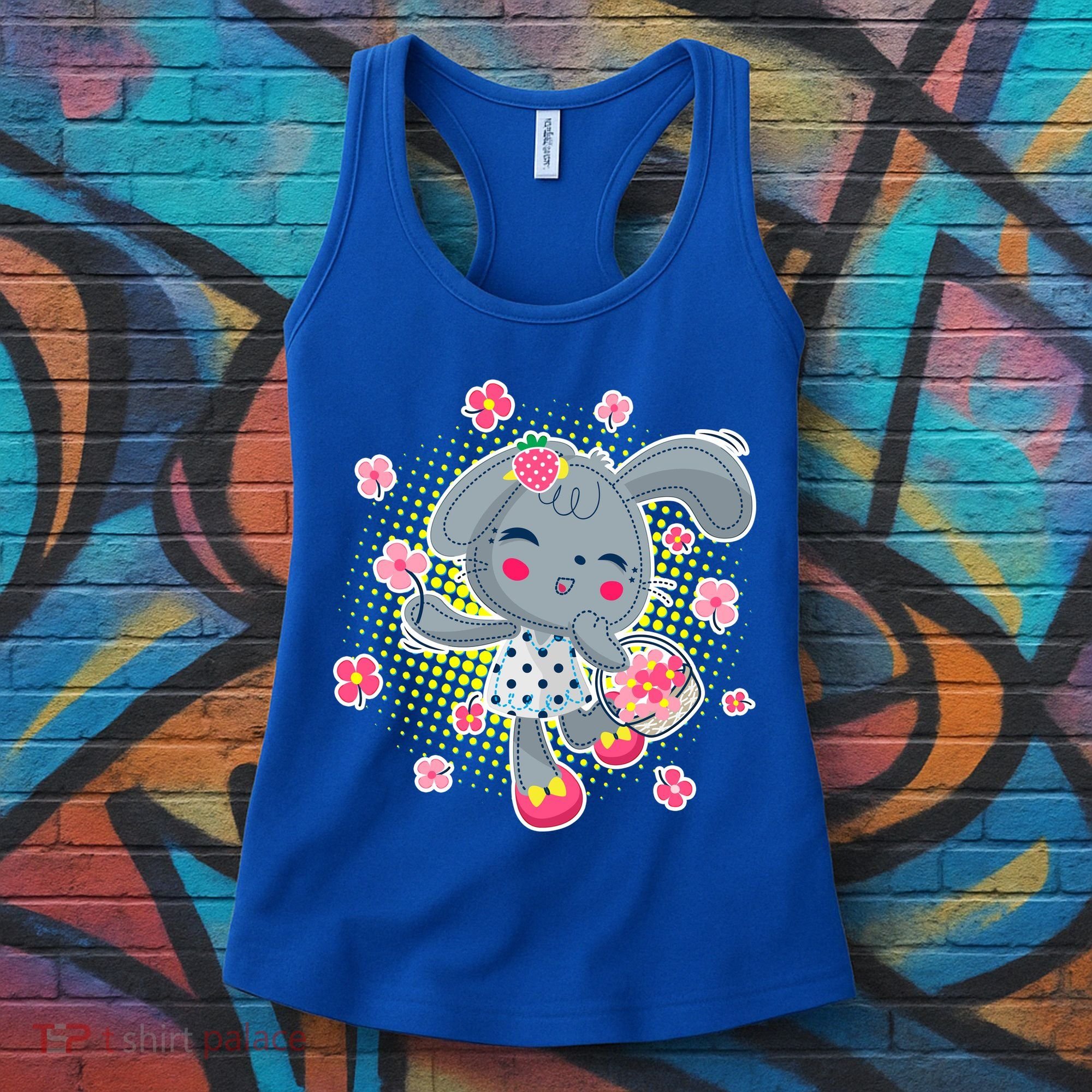 Cute Flower Easter Bunny Women's Tank Top
