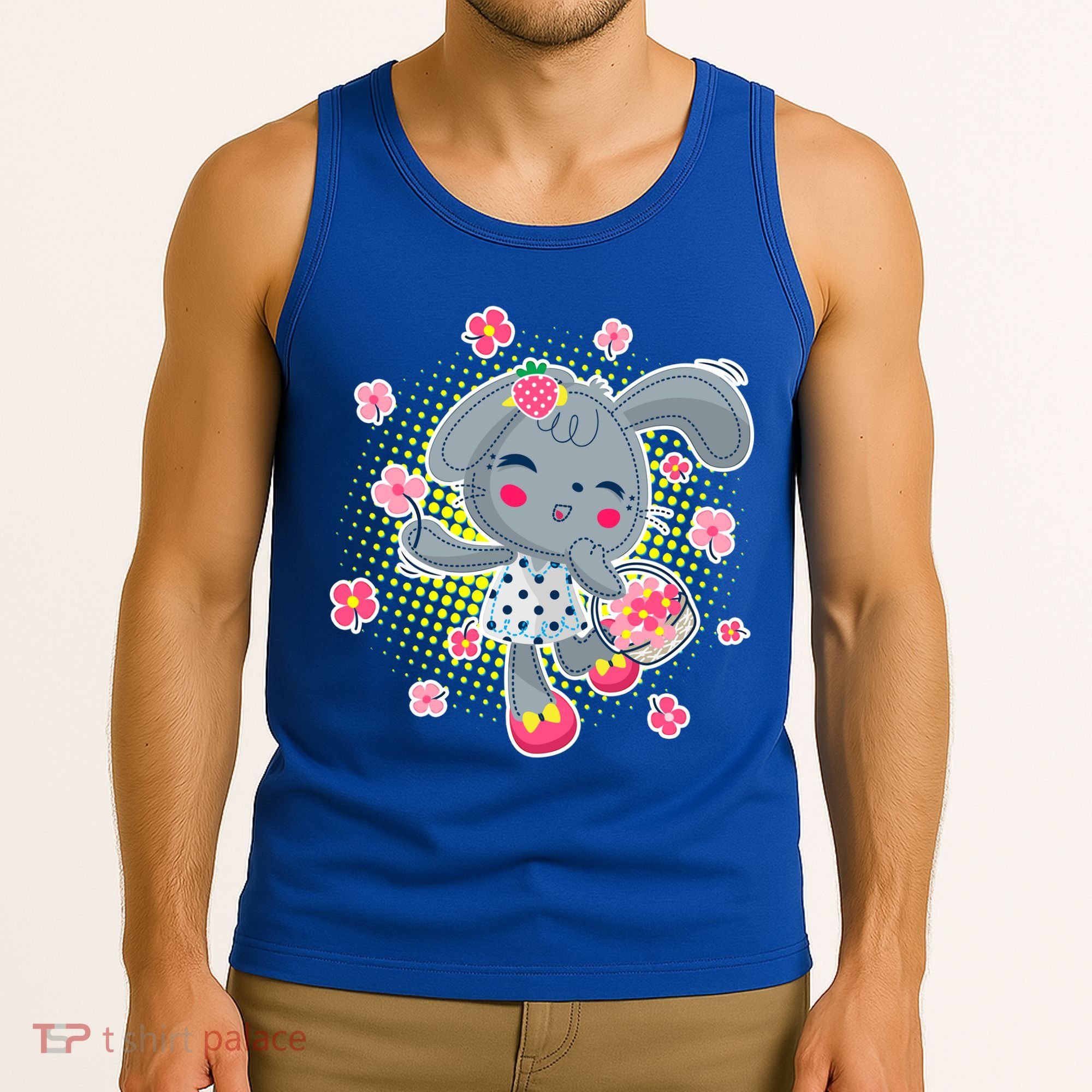 Cute Flower Easter Bunny Tank Top