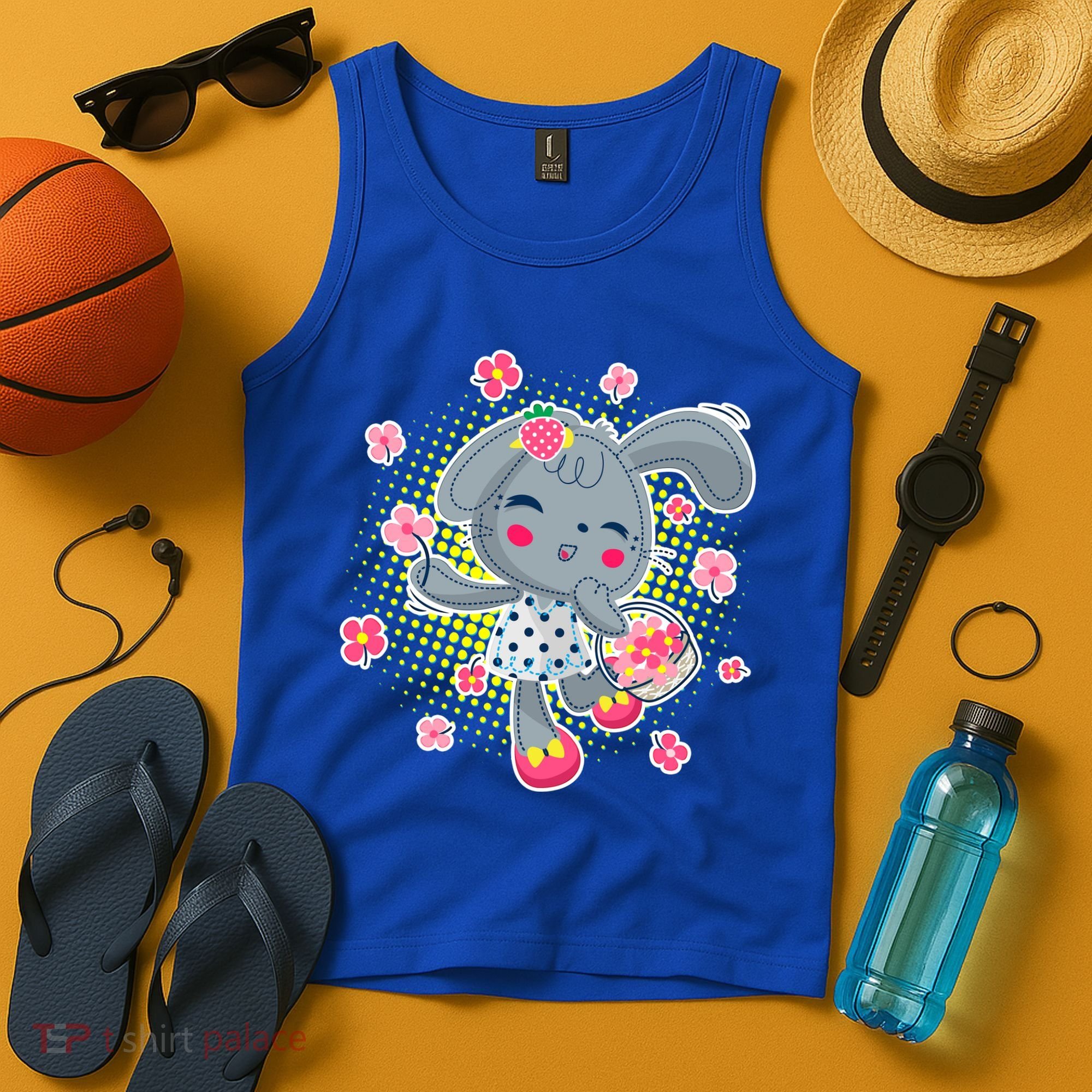 Cute Flower Easter Bunny Tank Top