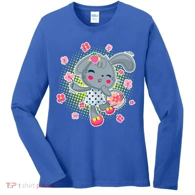 Cute Flower Easter Bunny Women's Long Sleeve Shirt