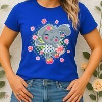Cute Flower Easter Bunny Women's T-Shirt thumb 2