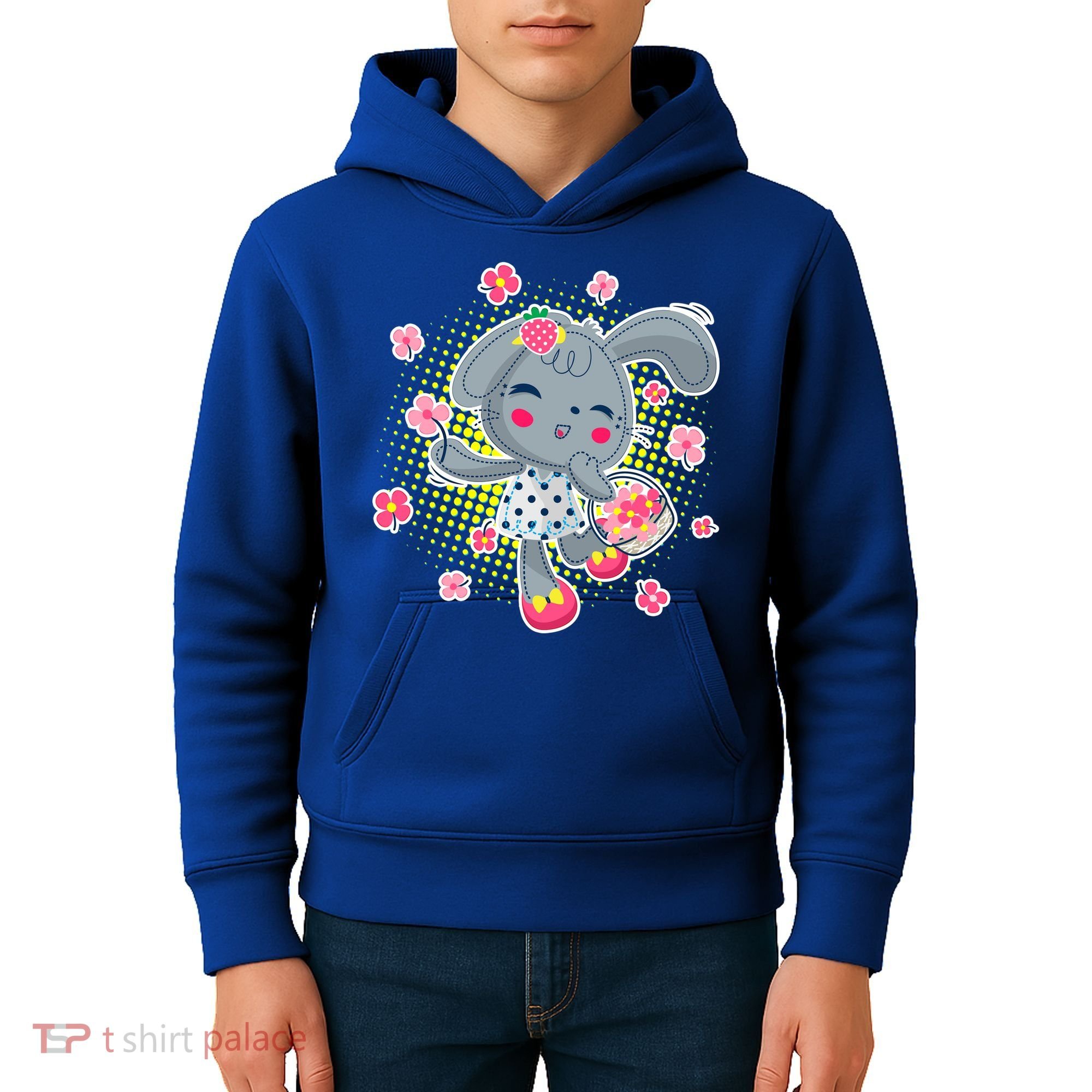 Cute Flower Easter Bunny Kids Hoodie