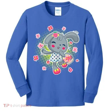 Cute Flower Easter Bunny Kids Long Sleeve Shirt