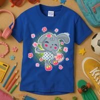 Cute Flower Easter Bunny Kids T-Shirt thumb 3