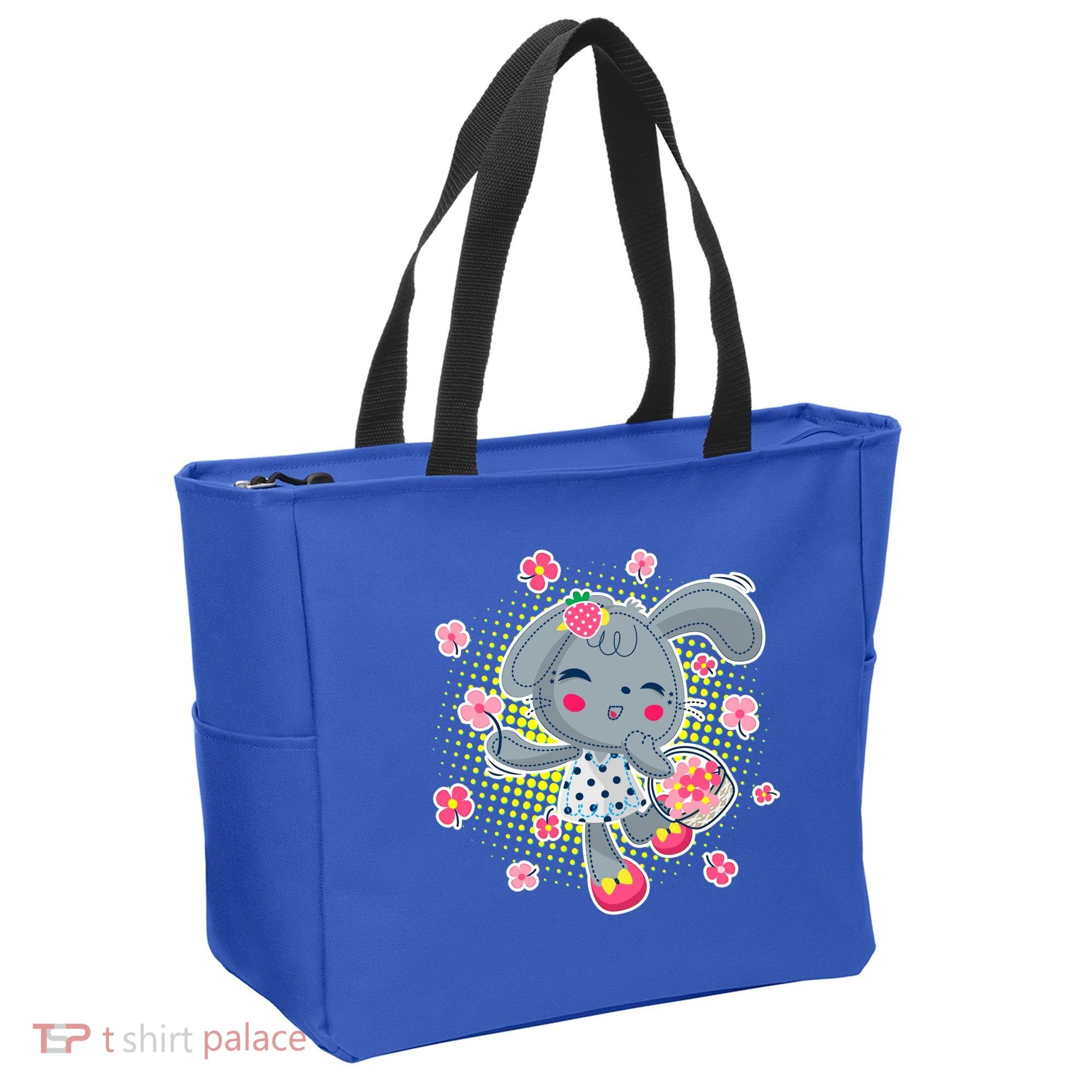 Cute Flower Easter Bunny Tote Bag