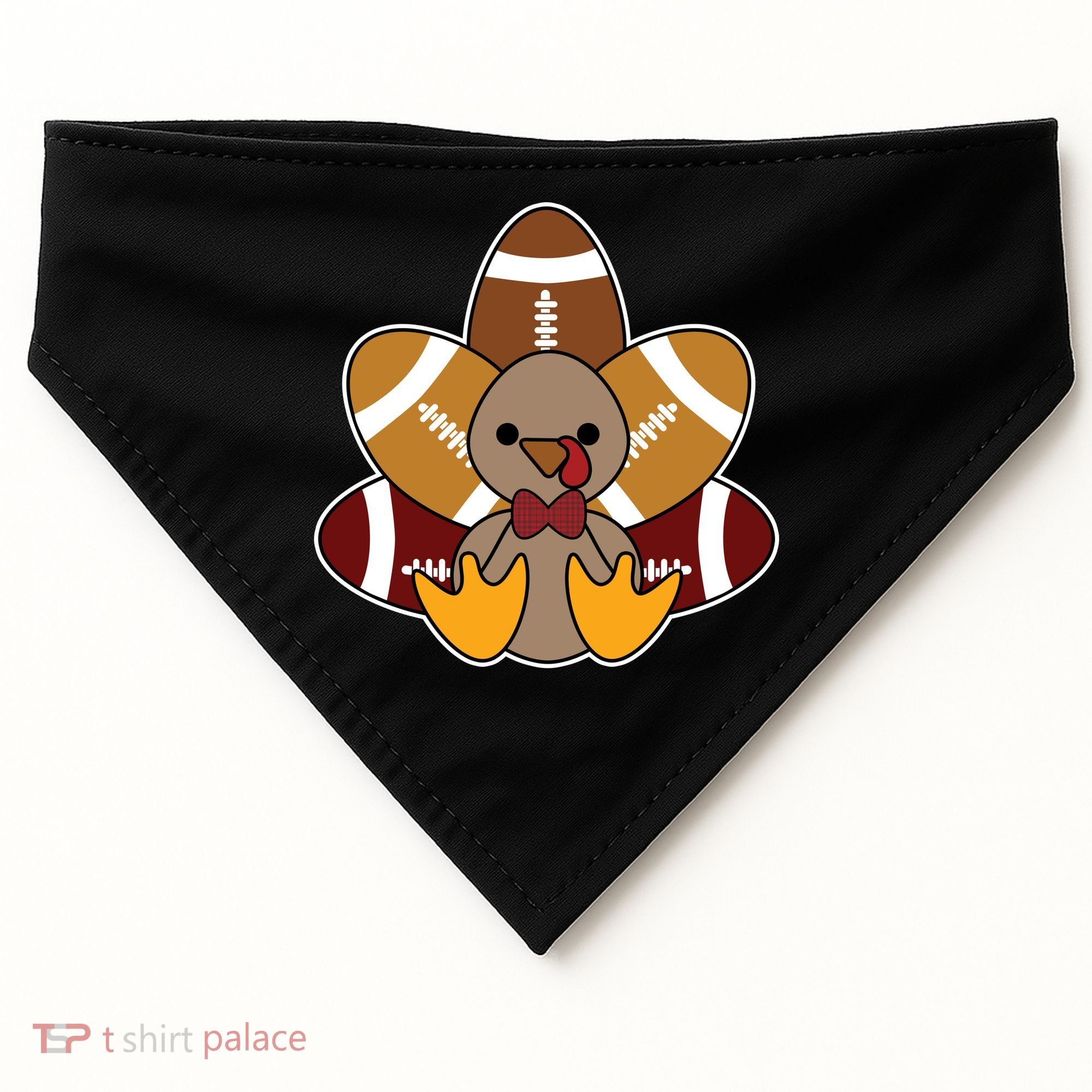 Cute Football Turkey Thanksgiving USA-Made Doggie Bandana