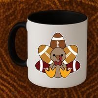 Cute Football Turkey Thanksgiving Coffee Mug thumb 2