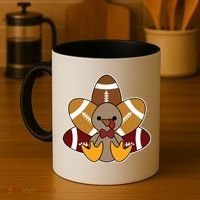 Cute Football Turkey Thanksgiving Coffee Mug thumb 4