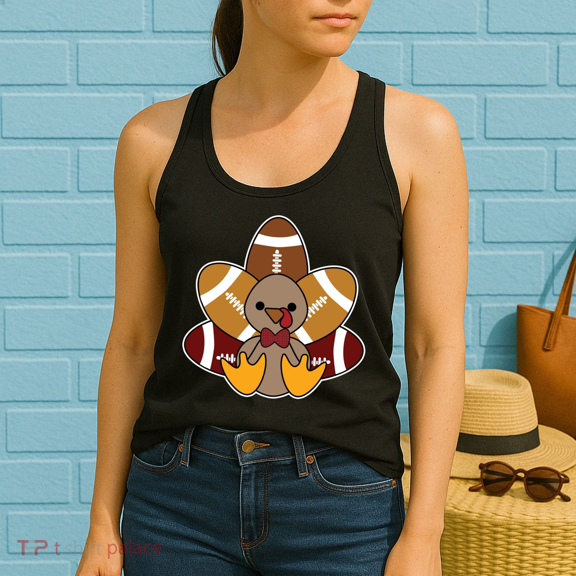 Cute Football Turkey Thanksgiving Women's Tank Top