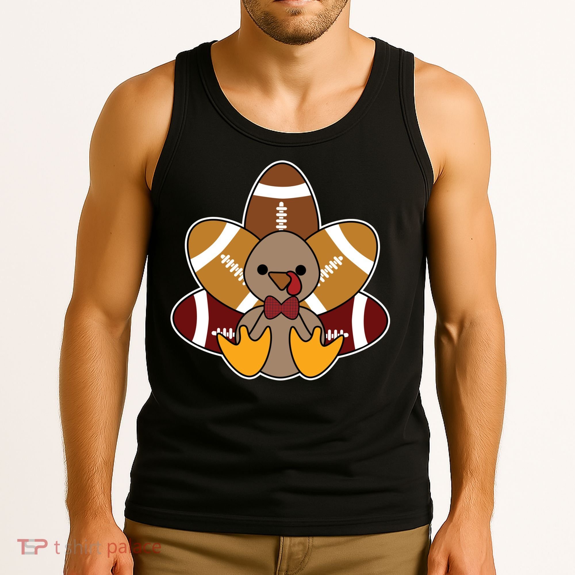 Cute Football Turkey Thanksgiving Tank Top