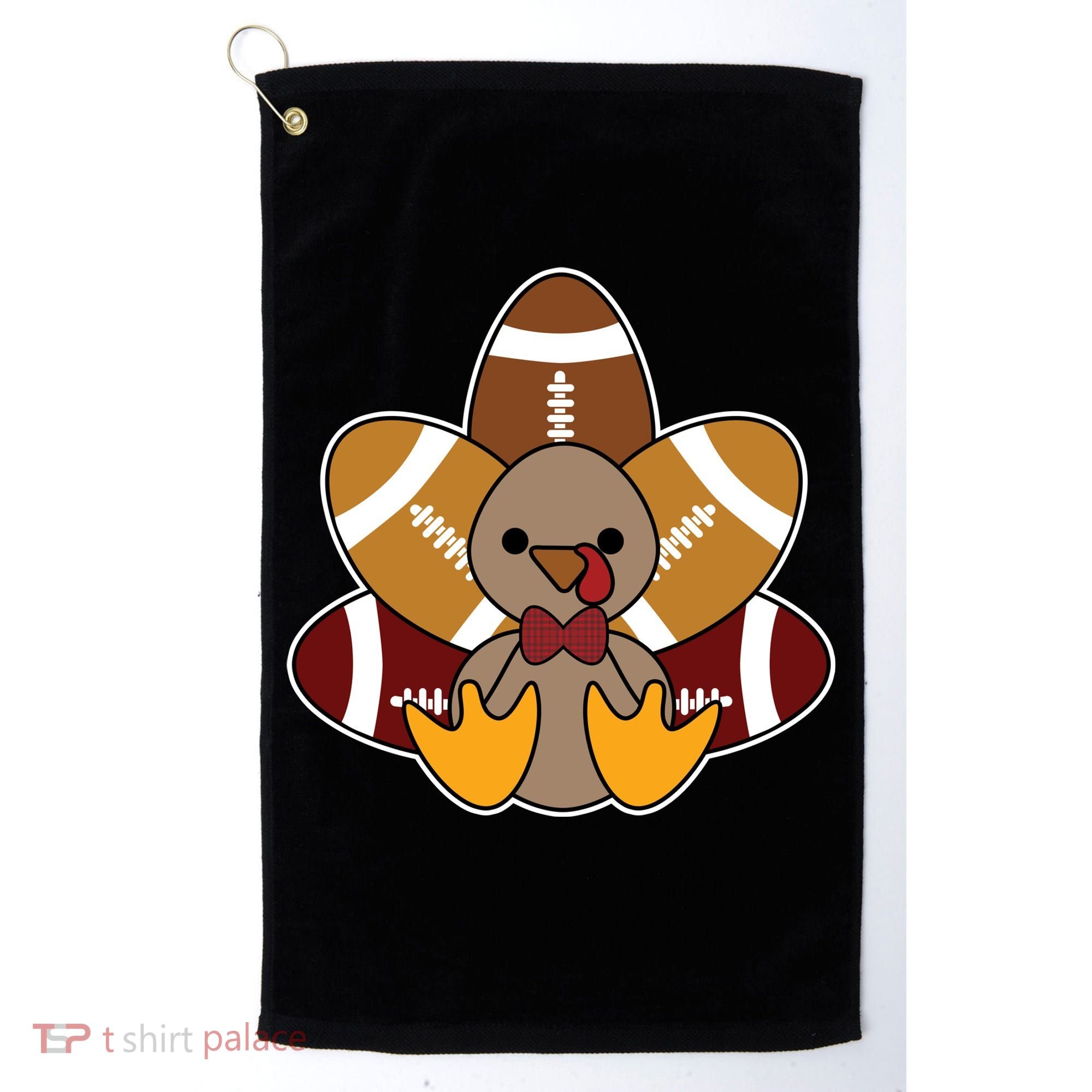 Cute Football Turkey Thanksgiving Golf Towel