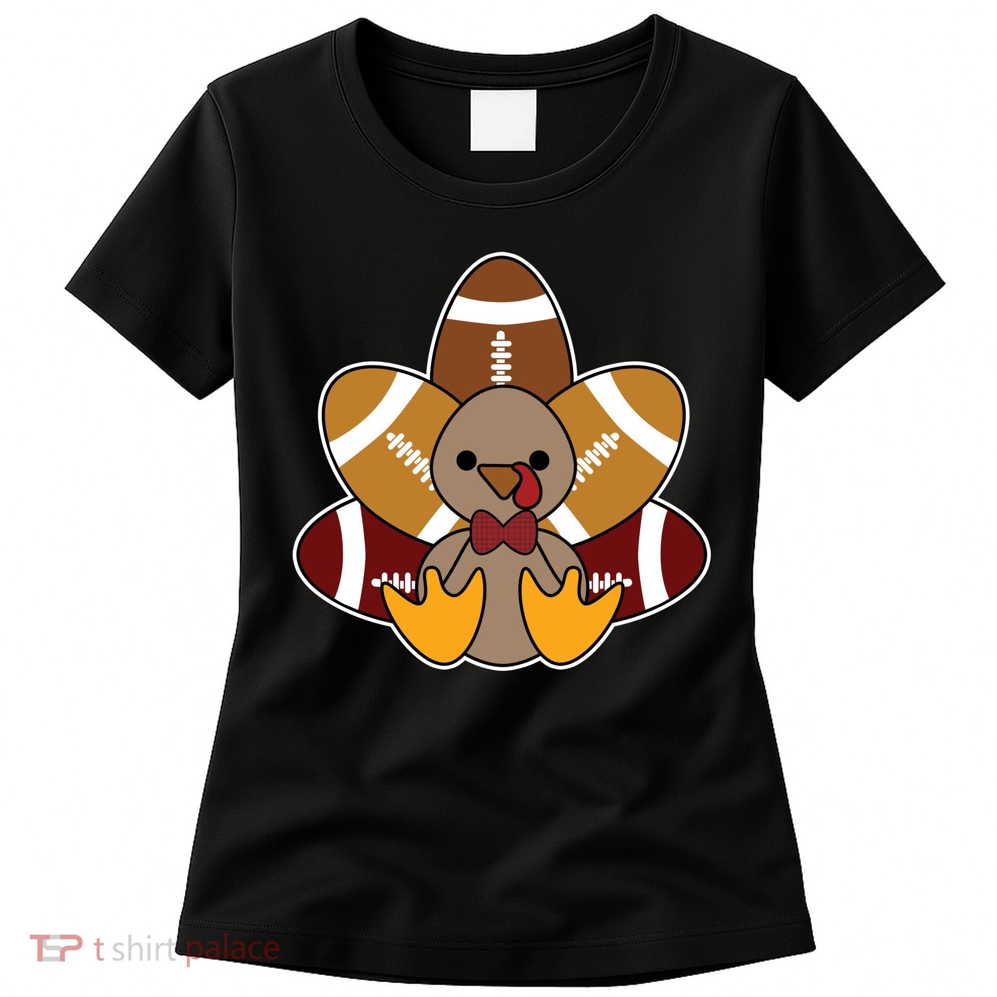 Cute Football Turkey Thanksgiving Women's T-Shirt