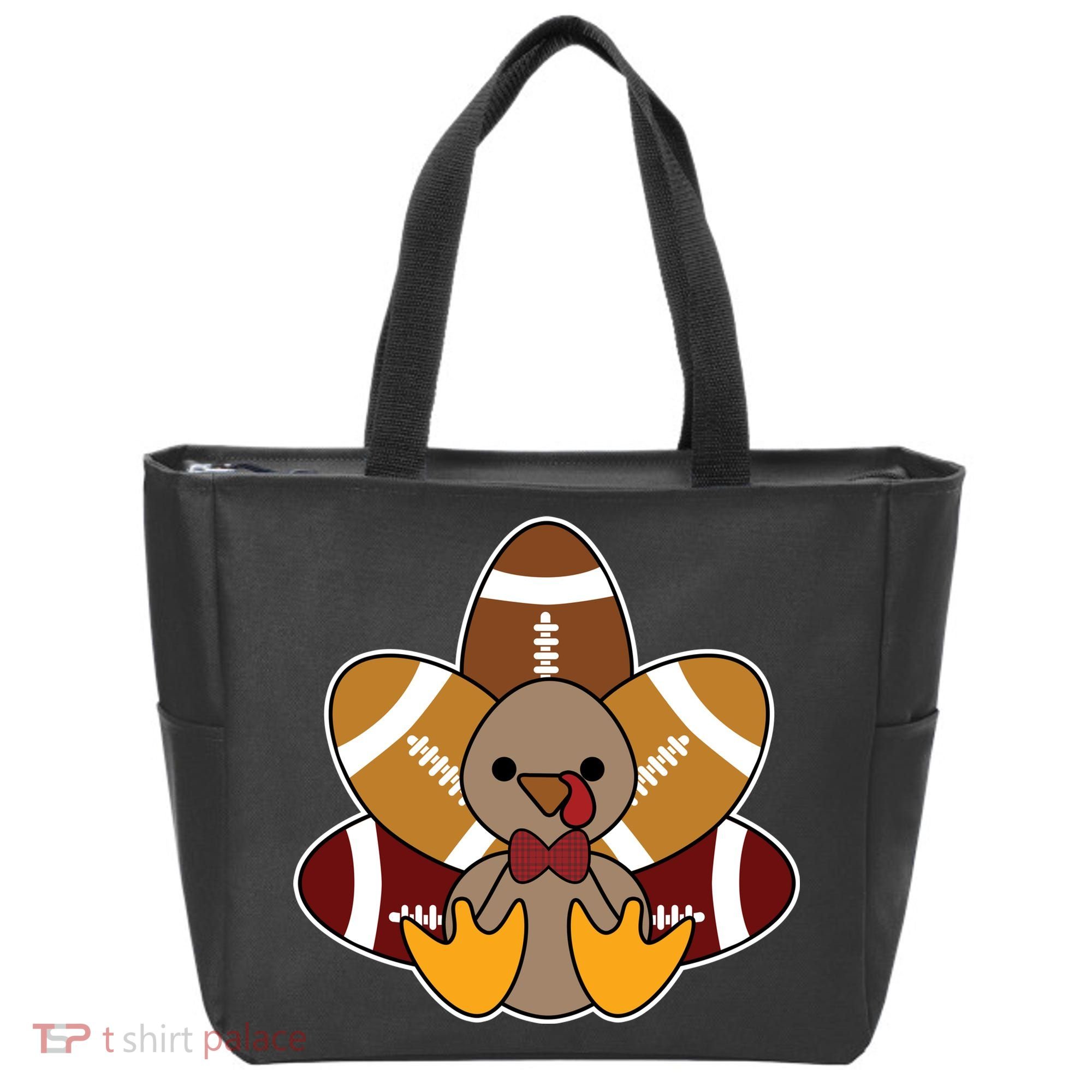 Cute Football Turkey Thanksgiving Tote Bag