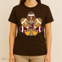Cute Football Turkey Thanksgiving T-Shirt thumb 4