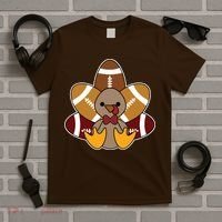 Cute Football Turkey Thanksgiving T-Shirt thumb 5