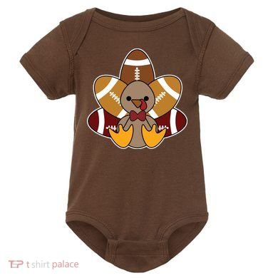 Cute Football Turkey Thanksgiving Baby Bodysuit