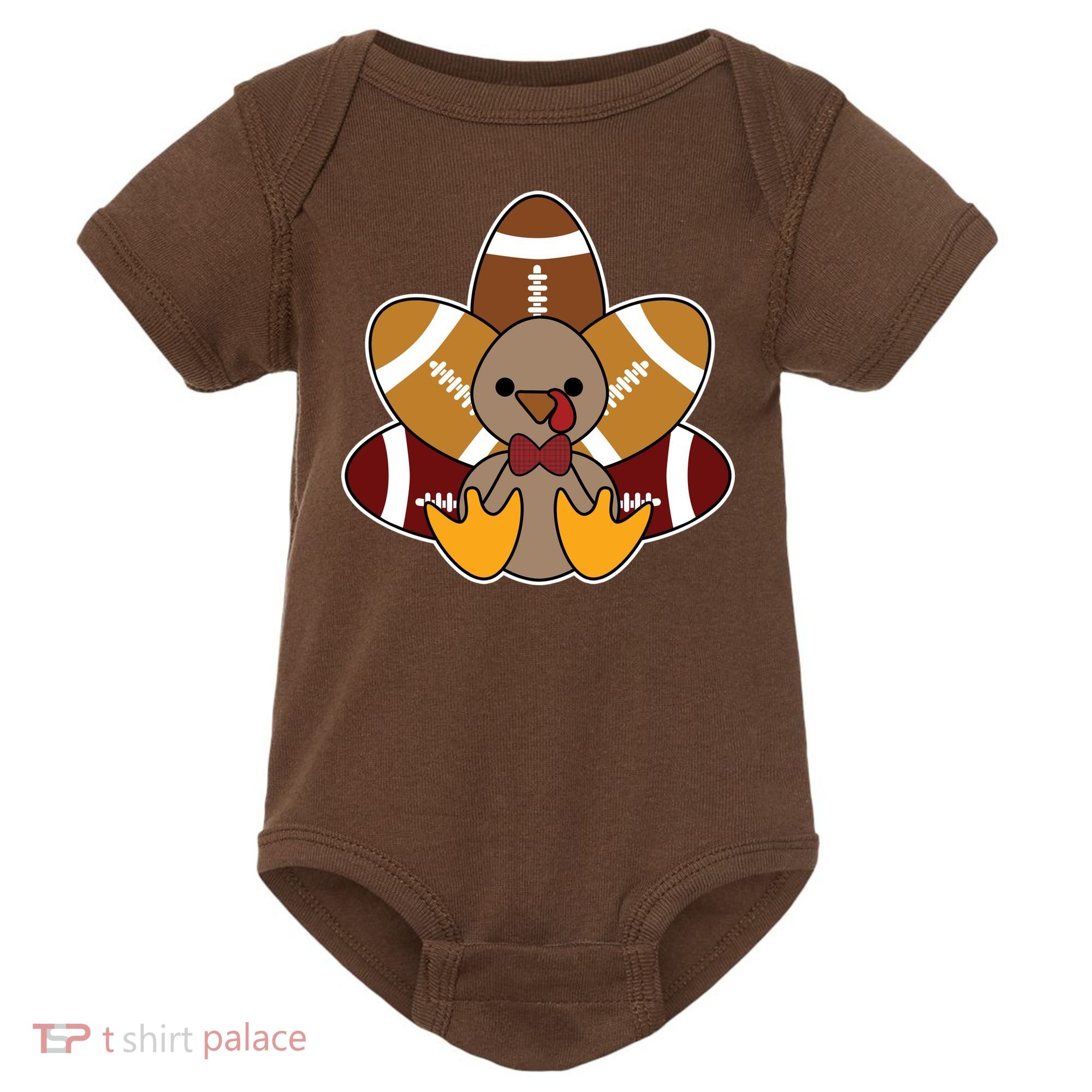 Cute Football Turkey Thanksgiving Baby Bodysuit
