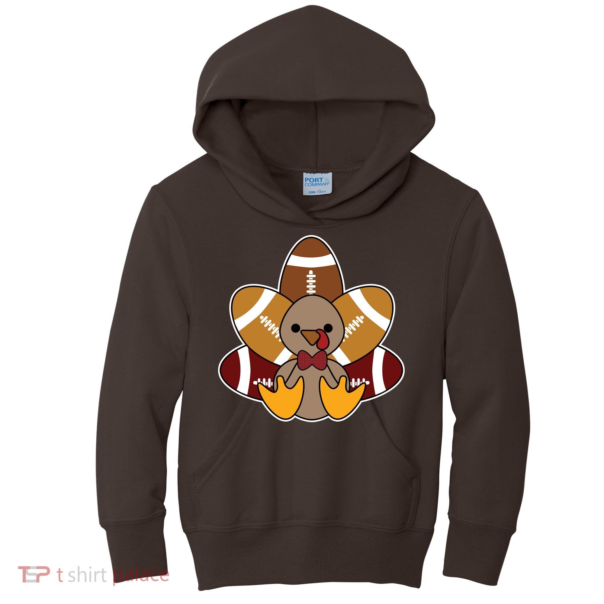 Cute Football Turkey Thanksgiving Kids Hoodie