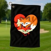 Cute Foxy Heart Fox Lover Golf Towel thumb 1