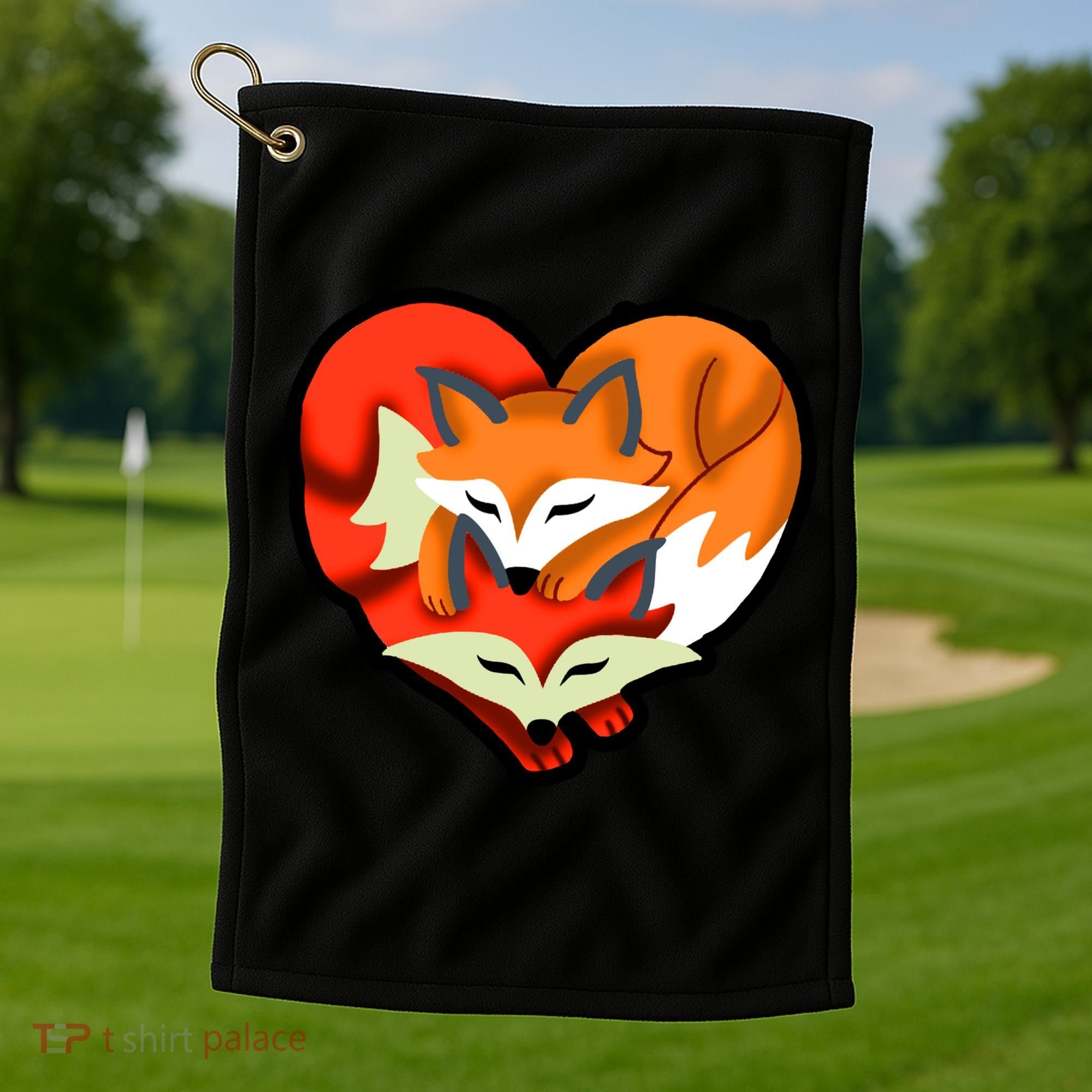 Cute Foxy Heart Fox Lover Golf Towel