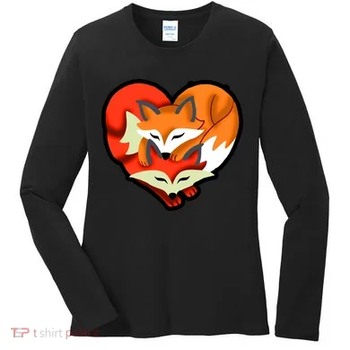 Cute Foxy Heart Fox Lover Women's Long Sleeve Shirt