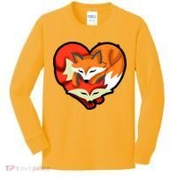 Cute Foxy Heart Fox Lover Kids Long Sleeve Shirt thumb 0