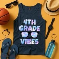 Cute Funny 4th Grade Vibes Cool Sunglasses Tank Top thumb 4