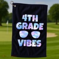 Cute Funny 4th Grade Vibes Cool Sunglasses Golf Towel thumb 1