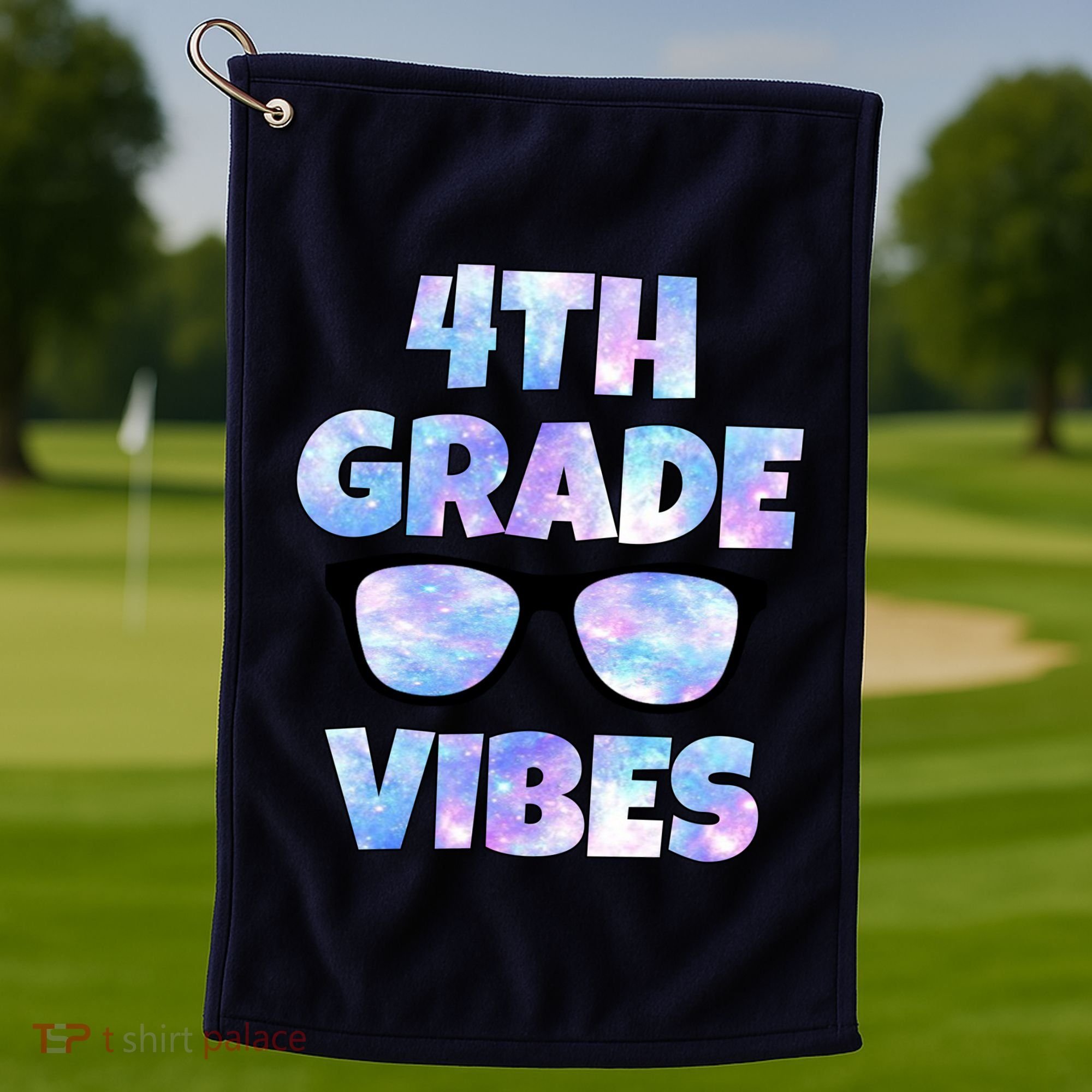 Cute Funny 4th Grade Vibes Cool Sunglasses Golf Towel