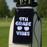 Cute Funny 4th Grade Vibes Cool Sunglasses Golf Towel thumb 2