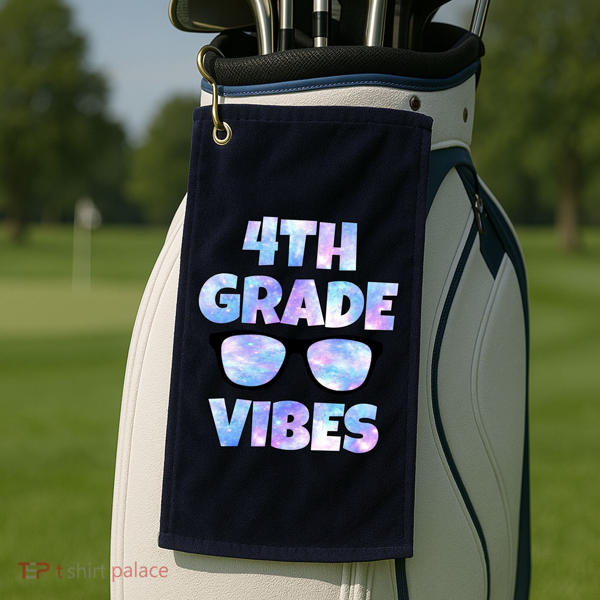Cute Funny 4th Grade Vibes Cool Sunglasses Golf Towel