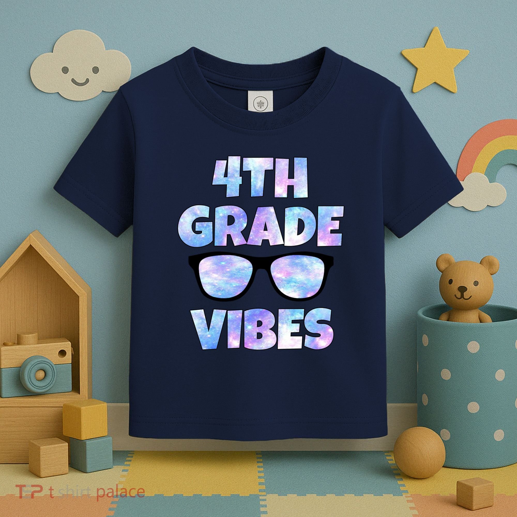 Cute Funny 4th Grade Vibes Cool Sunglasses Toddler T-Shirt