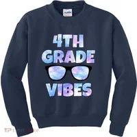 Cute Funny 4th Grade Vibes Cool Sunglasses Kids Sweatshirt thumb 0