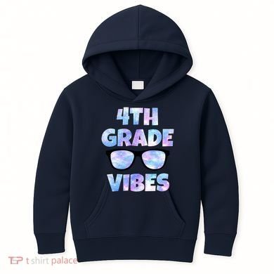 Cute Funny 4th Grade Vibes Cool Sunglasses Kids Hoodie