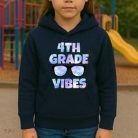 Cute Funny 4th Grade Vibes Cool Sunglasses Kids Hoodie thumb 3
